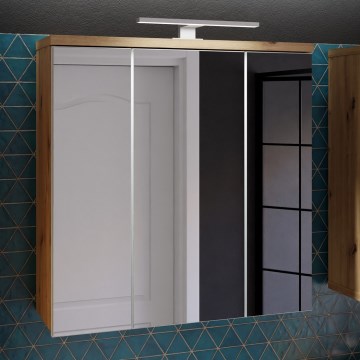 Pakabinama vonios spintelė su veidrodžiu VENOM balta/artisan ąžuolas