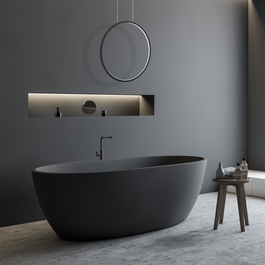 Pakabinamas LED šviestuvas ant laido SATURNO LED/28W/230V skersmuo 50 cm IP44 juodas