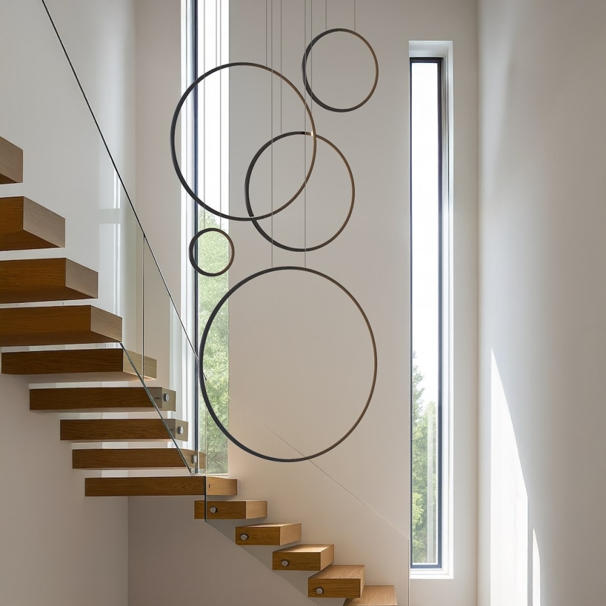 Pakabinamas LED šviestuvas ant troselio SATURNO LED/100W/230V, juodas