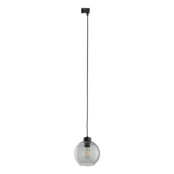 Pakabinamas sietynas 1-fazės bėgių sistemai CUBUS 1xE27/15W/230V juoda/dūminis juoda