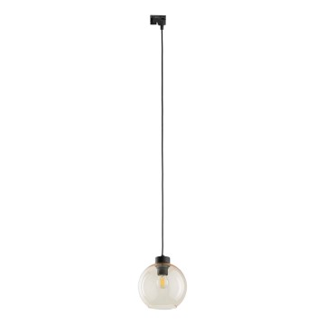 Pakabinamas sietynas 1-fazės bėgių sistemai CUBUS 1xE27/15W/230V juoda/dūminis smėlio spalva