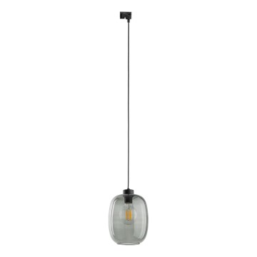 Pakabinamas sietynas 1-fazės bėgių sistemai ELIO 1xE27/15W/230V juoda/dūminis juoda