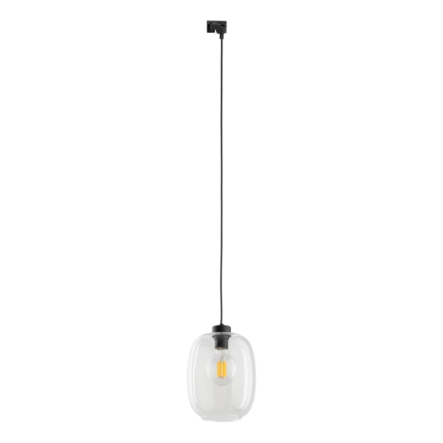Pakabinamas sietynas 1-fazės bėgių sistemai ELIO 1xE27/15W/230V juoda/permatoma