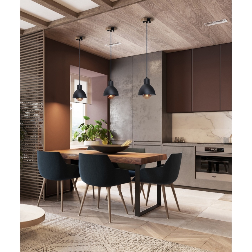 Pakabinamas sietynas 1xE27/40W/230V bukas/juoda