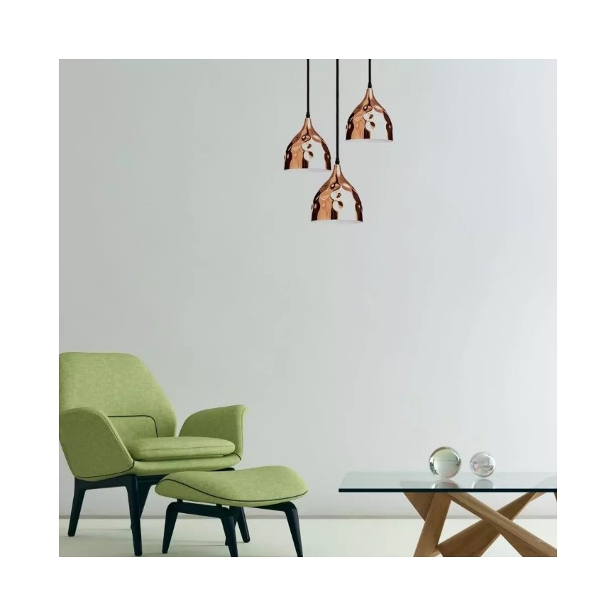 Pakabinamas sietynas 1xE27/60W/230V rožinis auksas