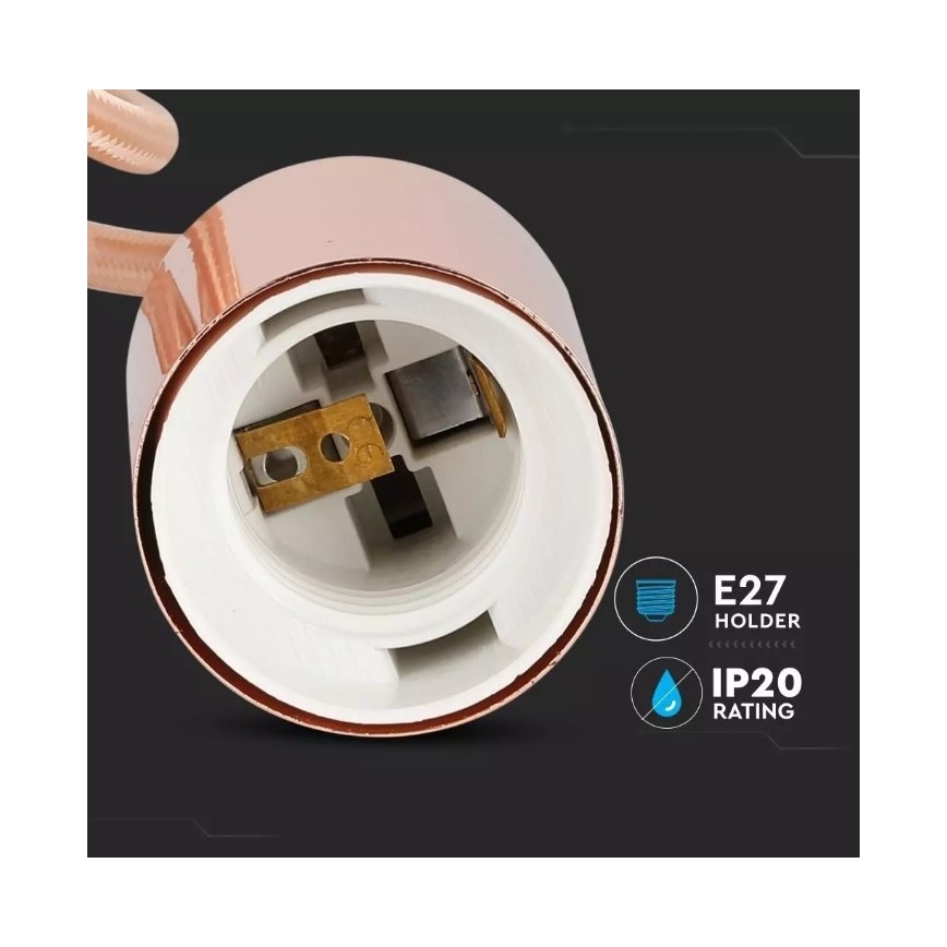 Pakabinamas sietynas 1xE27/60W/230V rožinis auksas