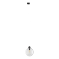Pakabinamas sietynas 3 fazių bėgių sistemai CUBUS 1xE27/15W/230V juoda/permatoma