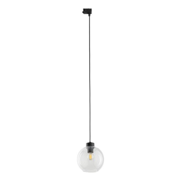Pakabinamas sietynas 3 fazių bėgių sistemai CUBUS 1xE27/15W/230V juoda/permatoma