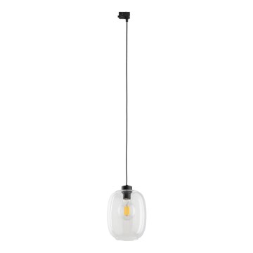 Pakabinamas sietynas 3 fazių bėgių sistemai ELIO 1xE27/15W/230V juoda/permatoma
