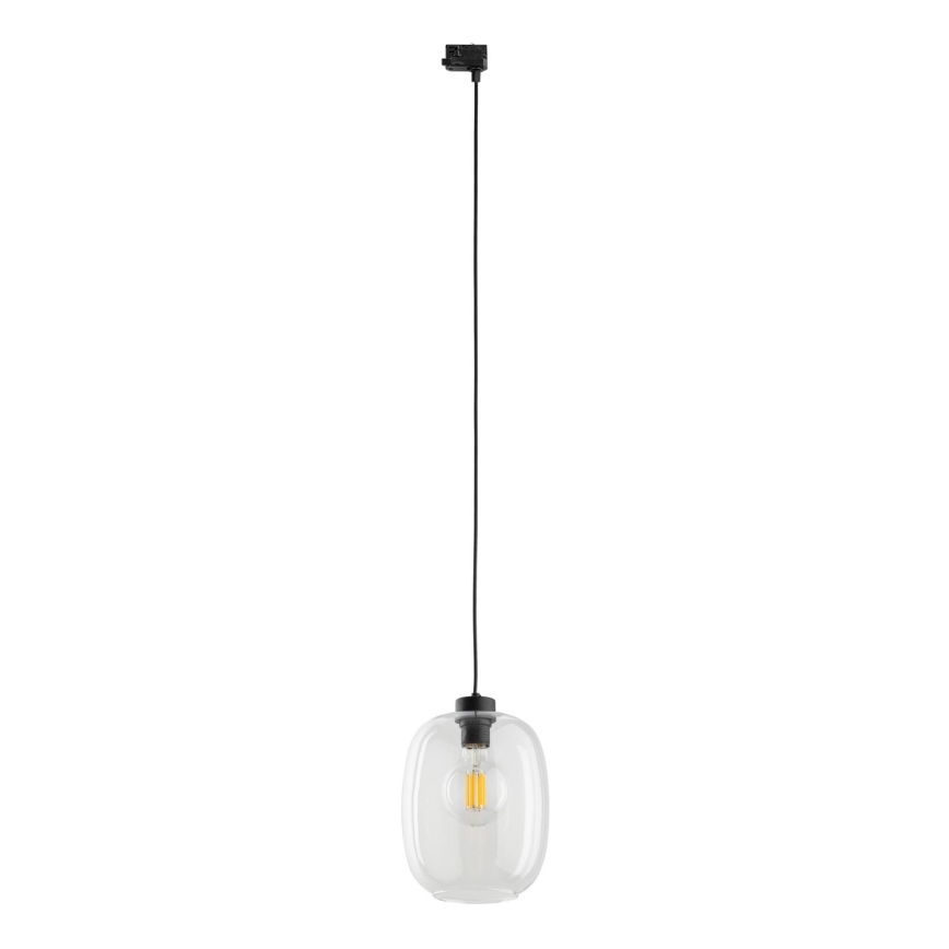 Pakabinamas sietynas 3 fazių bėgių sistemai ELIO 1xE27/15W/230V juoda/permatoma