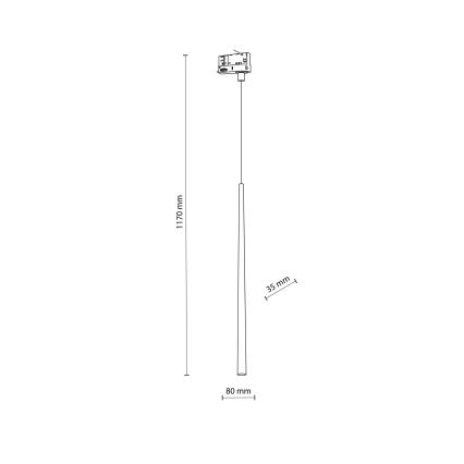 Pakabinamas sietynas 3 fazių bėgių sistemai PIANO 1xG9/8W/230V auksas/juoda