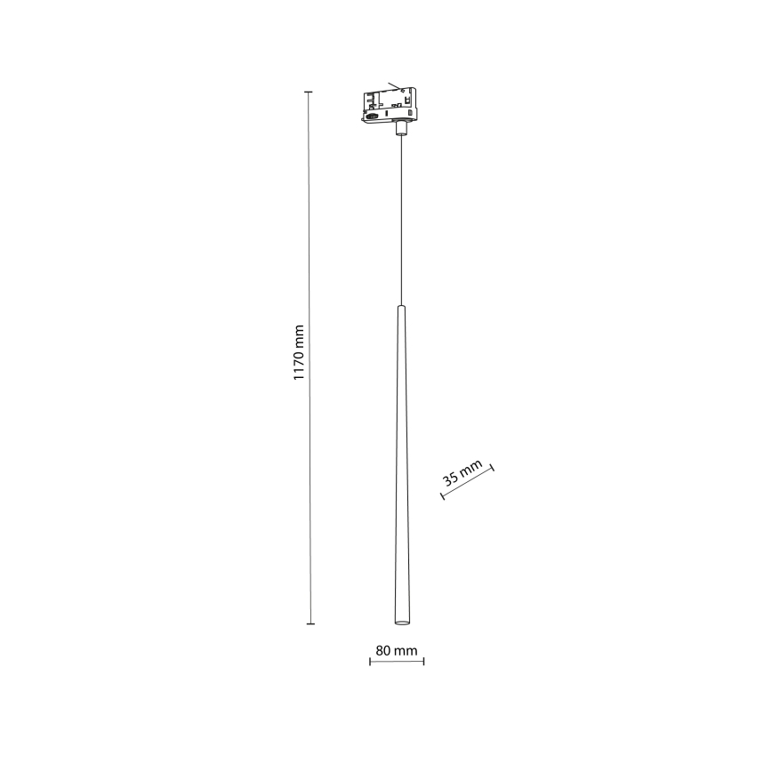 Pakabinamas sietynas 3 fazių bėgių sistemai PIANO 1xG9/8W/230V juoda