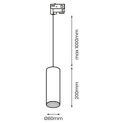 Pakabinamas sietynas 3 fazių bėgių sistemai PIPE 1xGU10/25W/230V baltas