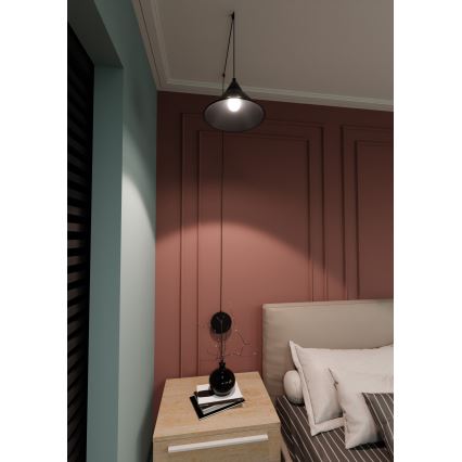 Pakabinamas sietynas ABRAMO 1xE27/15W/230V juoda