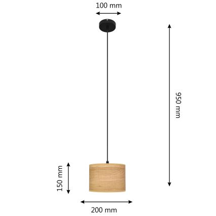 Pakabinamas sietynas ALBA 1xE27/15W/230V d. 20 cm rudas/juodas