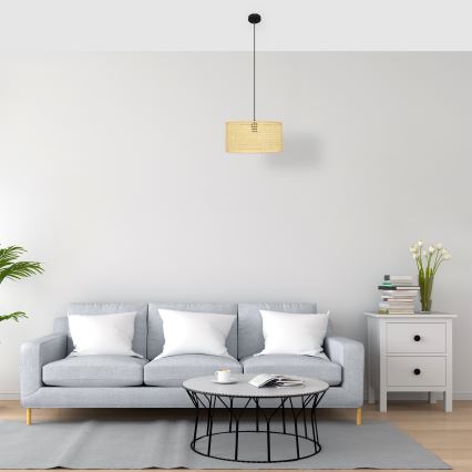 Pakabinamas sietynas ALBA 1xE27/15W/230V d. 40 cm rotango/juoda