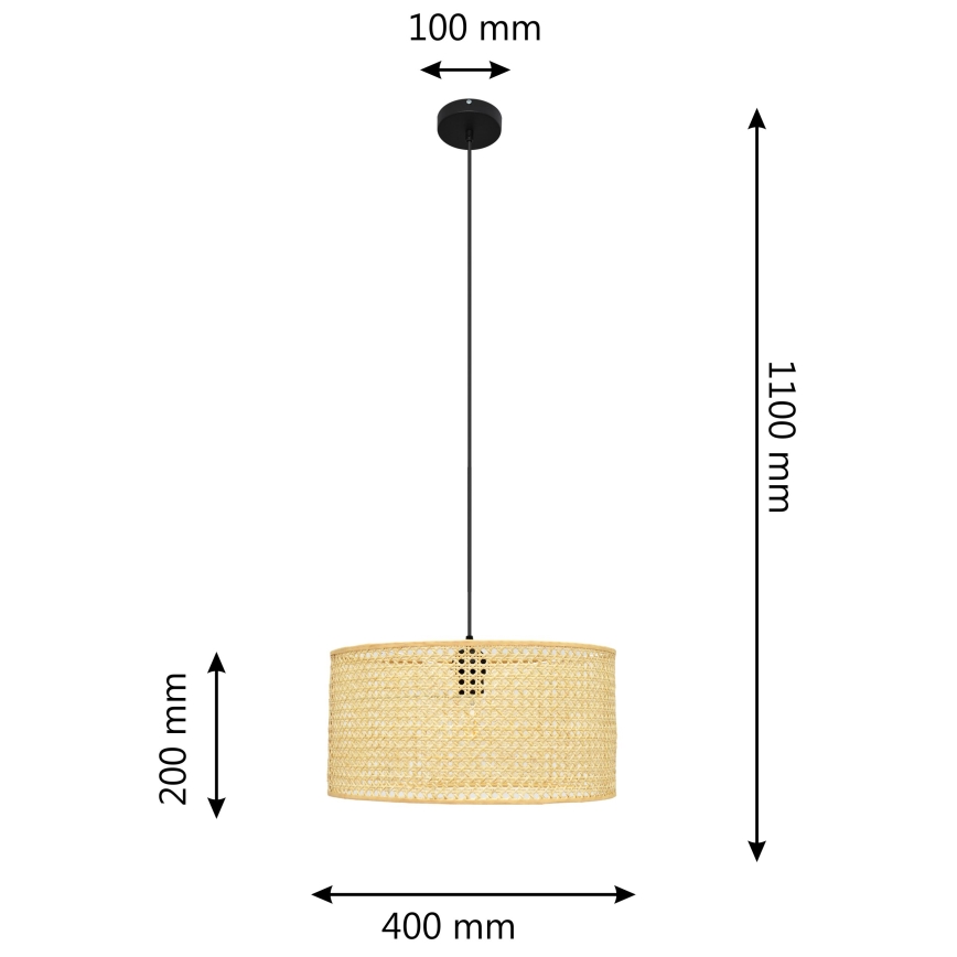 Pakabinamas sietynas ALBA 1xE27/15W/230V d. 40 cm rotango/juoda