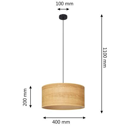 Pakabinamas sietynas ALBA 1xE27/15W/230V d. 40 cm rudas/juodas
