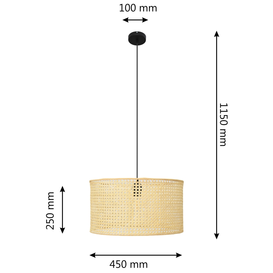 Pakabinamas sietynas ALBA 1xE27/15W/230V d. 45 cm rotango/juoda