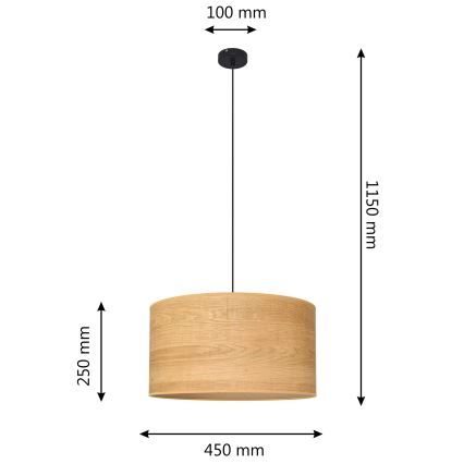 Pakabinamas sietynas ALBA 1xE27/15W/230V d. 45 cm rudas/juodas