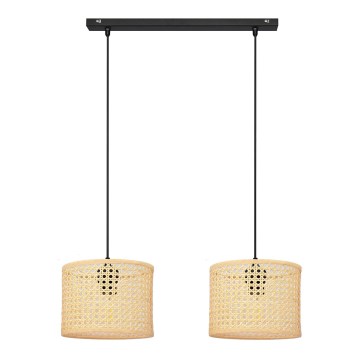 Pakabinamas sietynas ALBA 2xE27/15W/230V rotango/juoda