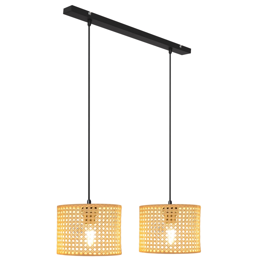 Pakabinamas sietynas ALBA 2xE27/15W/230V rotango/juoda