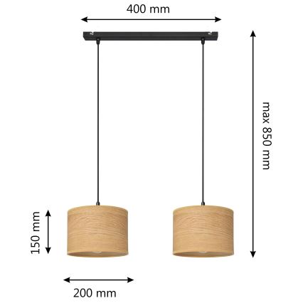 Pakabinamas sietynas ALBA 2xE27/15W/230V rudas/juodas