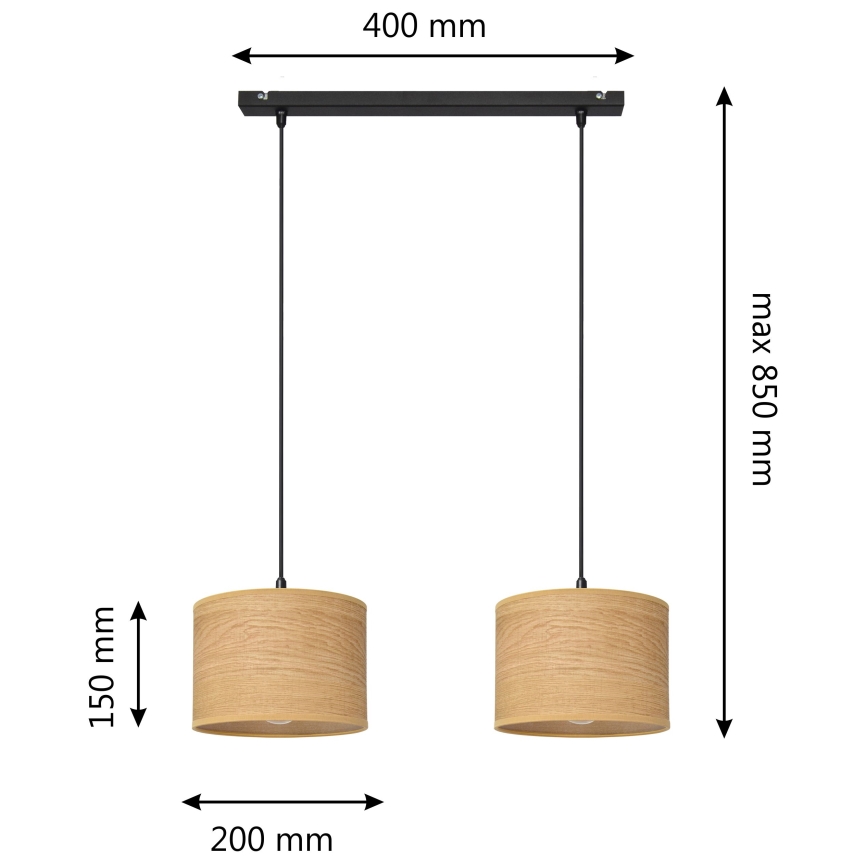 Pakabinamas sietynas ALBA 2xE27/15W/230V rudas/juodas