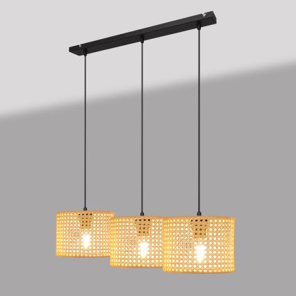 Pakabinamas sietynas ALBA 3xE27/15W/230V rotango/juoda