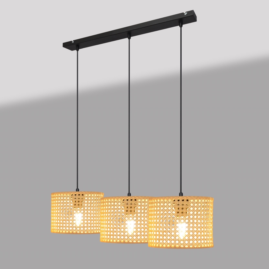 Pakabinamas sietynas ALBA 3xE27/15W/230V rotango/juoda