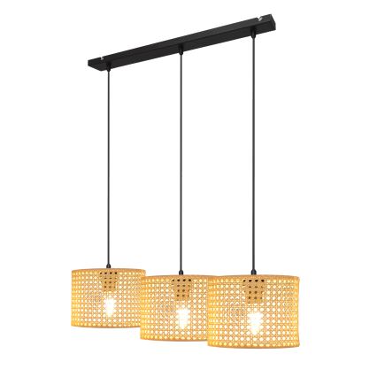 Pakabinamas sietynas ALBA 3xE27/15W/230V rotango/juoda