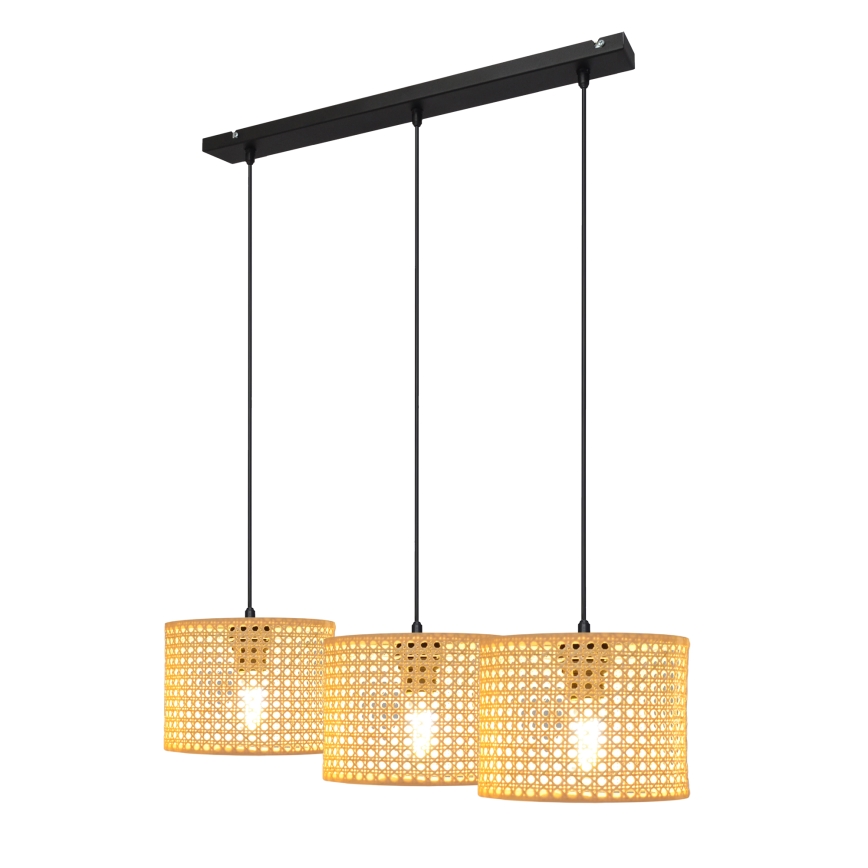 Pakabinamas sietynas ALBA 3xE27/15W/230V rotango/juoda