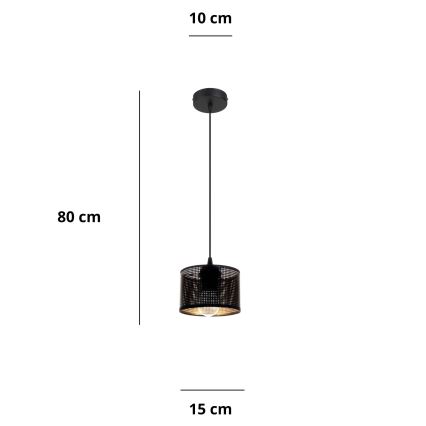 Pakabinamas sietynas ALDO 1xE27/60W/230V d. 15 cm juodas