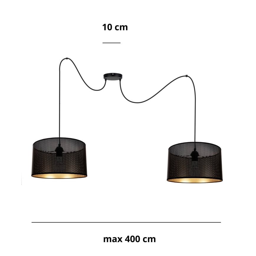 Pakabinamas sietynas ALDO 2xE27/60W/230V voras juoda