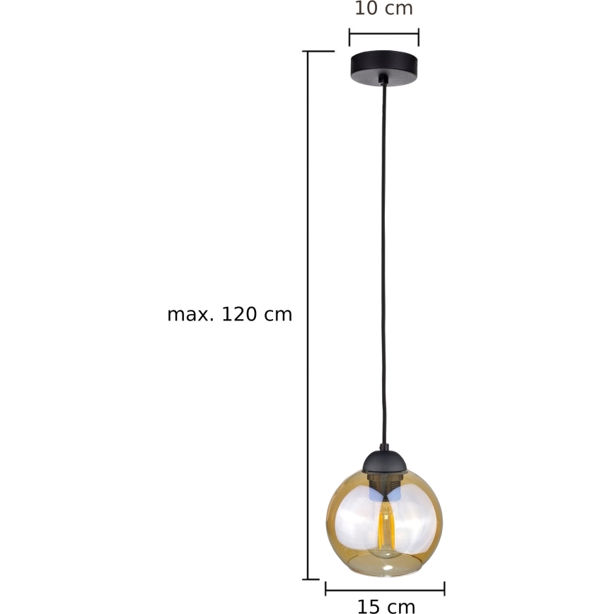 Pakabinamas sietynas AMBRE BLACK 1xE27/60W/230V