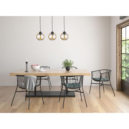 Pakabinamas sietynas AMBRE BLACK 3xE27/60W/230V juoda/dūminis ruda