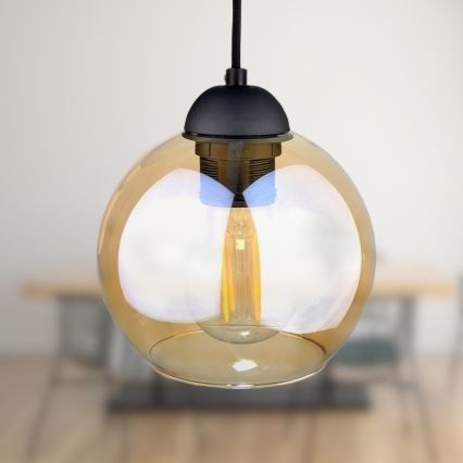 Pakabinamas sietynas AMBRE BLACK 3xE27/60W/230V juoda/dūminis ruda