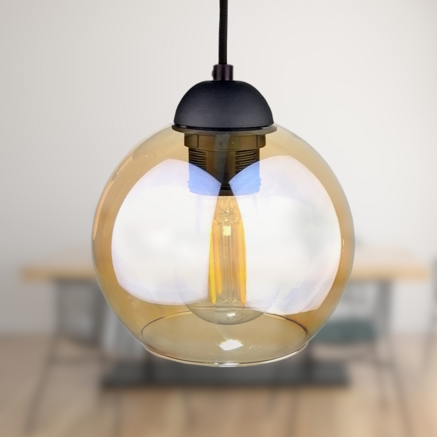 Pakabinamas sietynas AMBRE BLACK 3xE27/60W/230V juoda/dūminis ruda