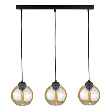 Pakabinamas sietynas AMBRE BLACK 3xE27/60W/230V juoda/dūminis ruda
