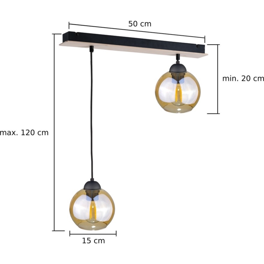 Pakabinamas sietynas AMBRE WOOD 2xE27/60W/230V