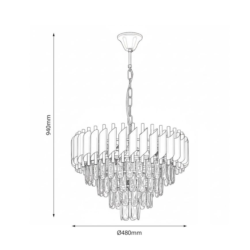 Pakabinamas sietynas ant grandinės CRISTAL 7xE14/10W/230V, juodas/auksinis
