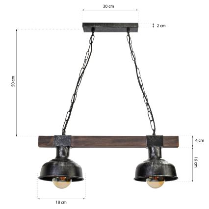 Pakabinamas sietynas ant grandinės FARO 2xE27/60W/230V