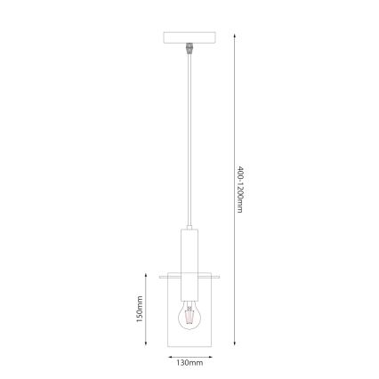 Pakabinamas sietynas ARCADIA 1xE27/60W/230V diametras 13 cm juoda/dūminis