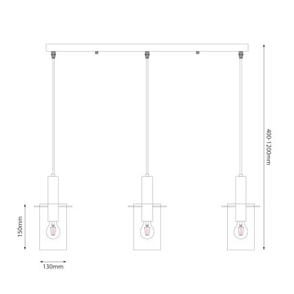 Pakabinamas sietynas ARCADIA 3xE27/60W/230V juoda/dūminis