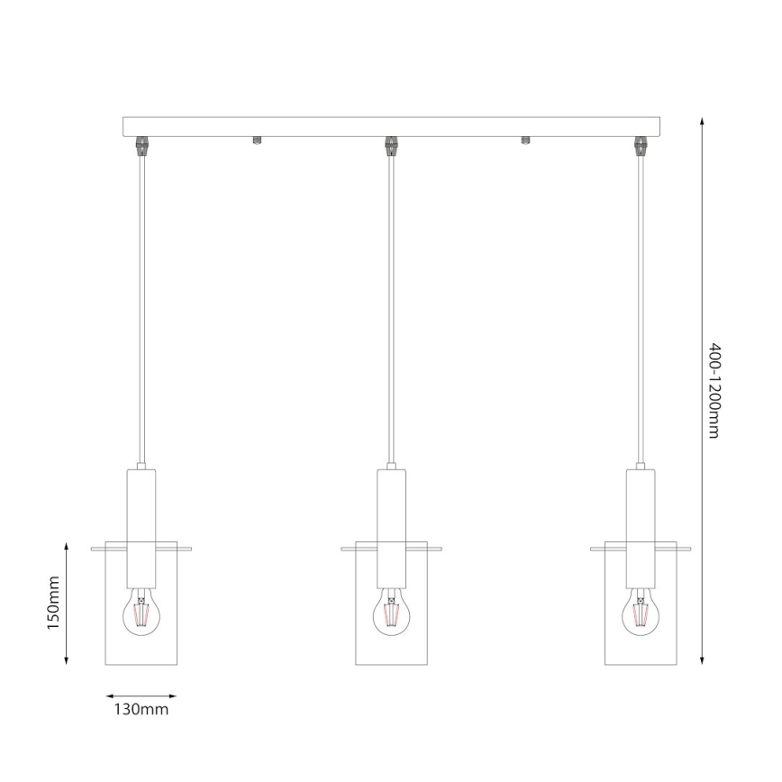 Pakabinamas sietynas ARCADIA 3xE27/60W/230V juoda/dūminis