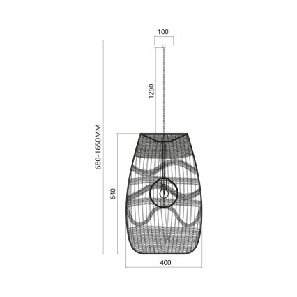 Pakabinamas sietynas ARONA 1xG9/9W/230V diametras 40 cm rotangas/juoda