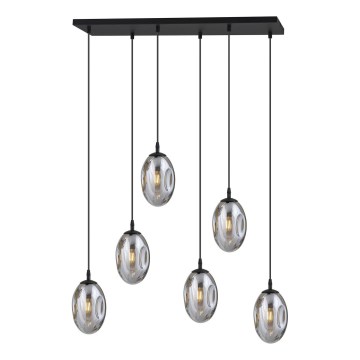 Pakabinamas sietynas ASTRAL 6xE14/10W/230V juoda/dūminis