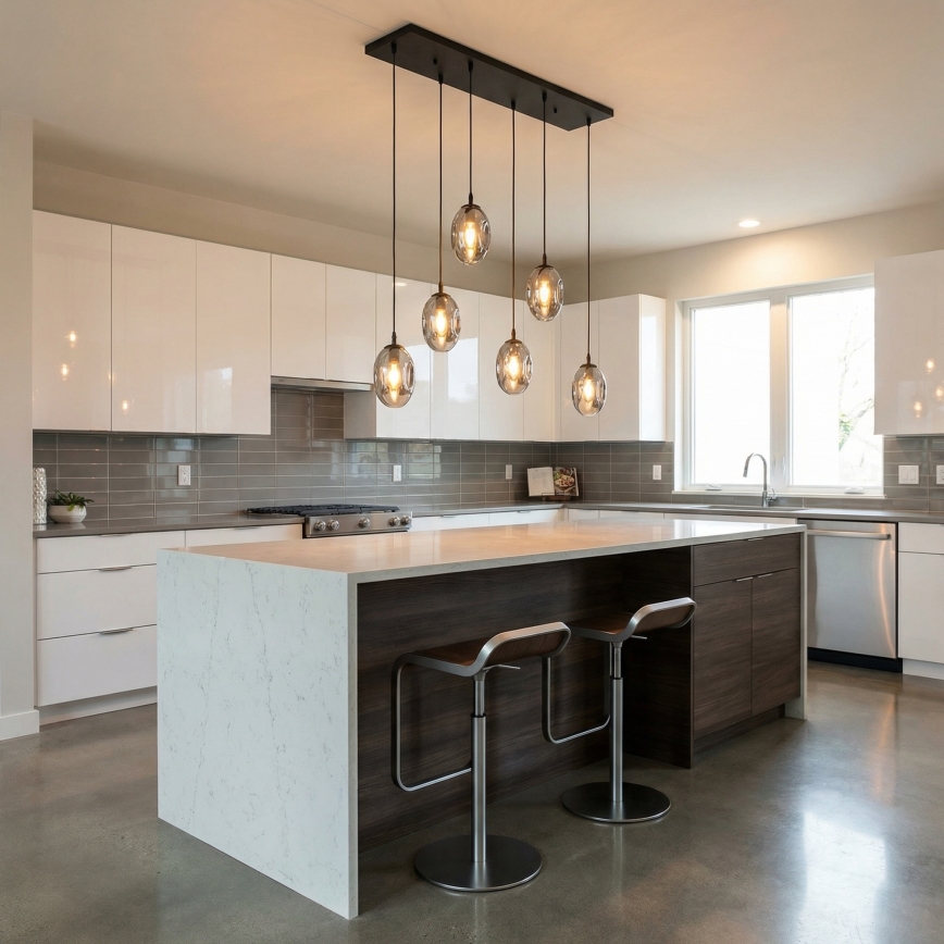 Pakabinamas sietynas ASTRAL 6xE14/10W/230V juoda/dūminis