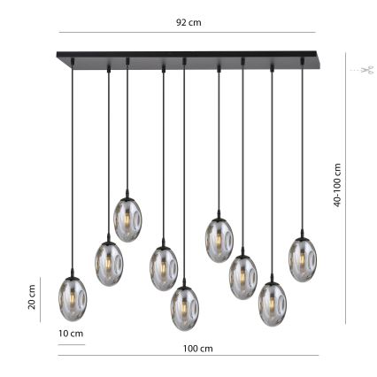 Pakabinamas sietynas ASTRAL 9xE14/10W/230V juoda/dūminis