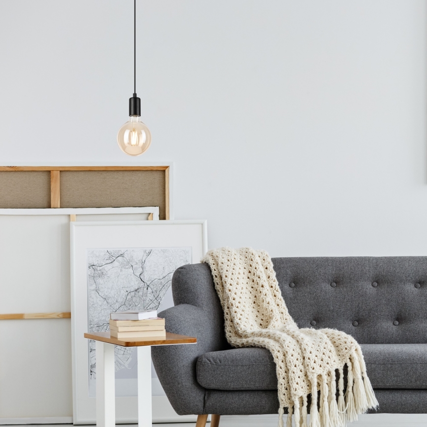 Pakabinamas sietynas ASTRID 1xE27/60W/230V matinė juoda